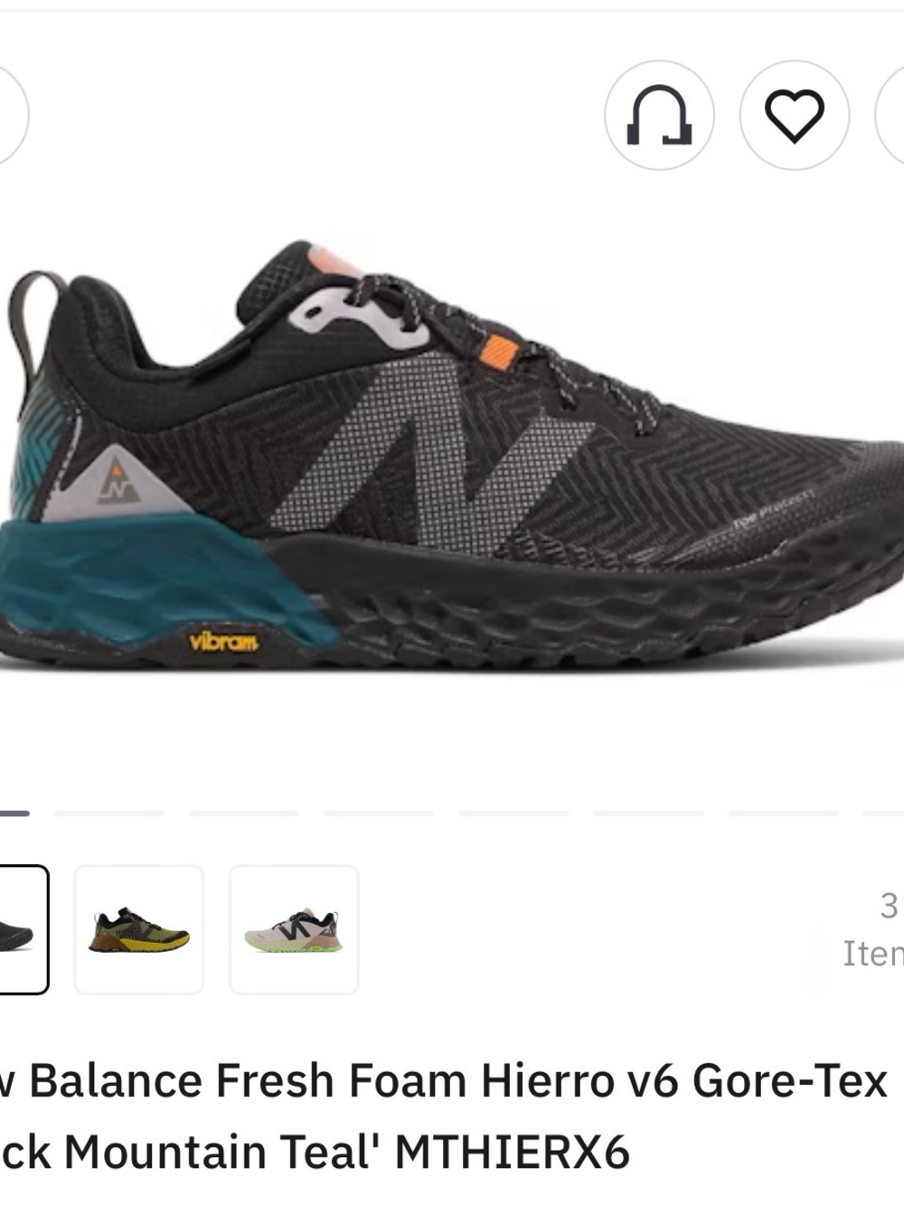 New Balance Fresh Foam Trail Shoe - Black with Teal and Orange Accents